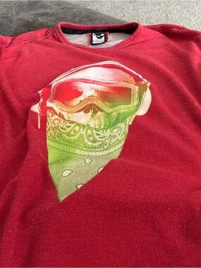 Red Graphic Skull Bandana Sweatshirt MENS LARGE